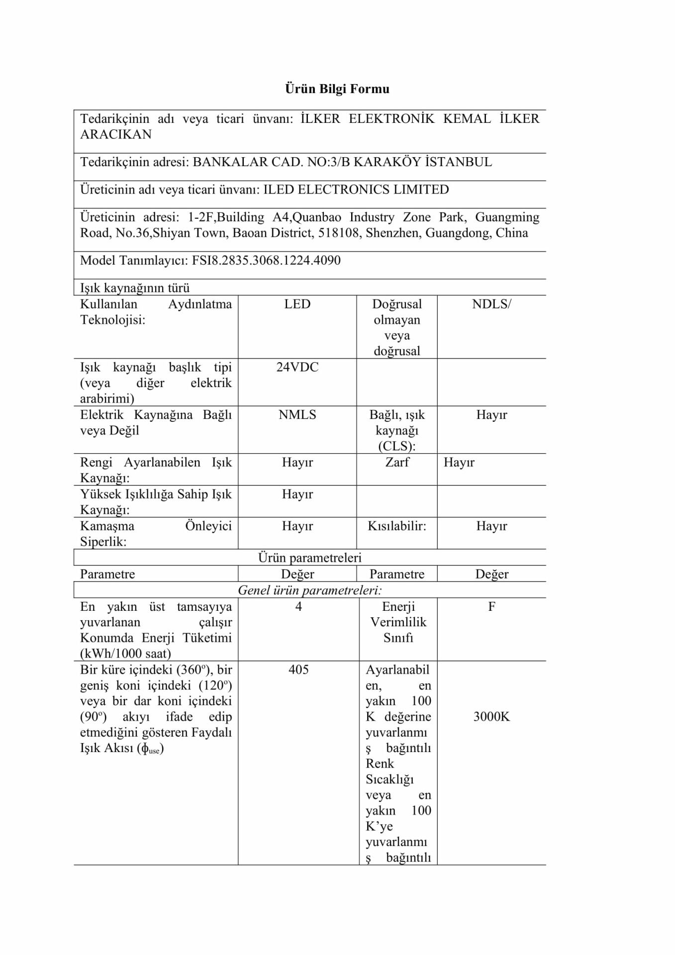 3000K IP68 ŞERİT LED 24V 8 METRE 8W